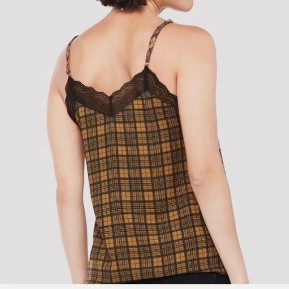 Allison Joy Tops - Allison Joy Ryan brown black plaid Cami lace top size medium